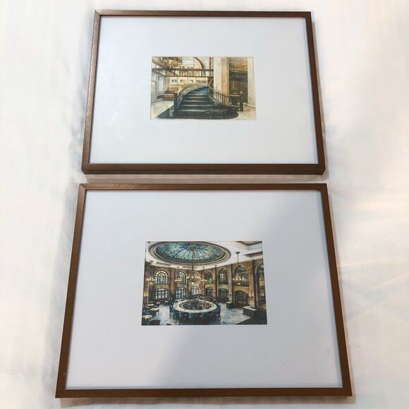 Hotel Paso Del Norte El Paso Tiffany Dome Watercolors Style Framed Prints - Picture 2 of 5